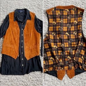 MEN Go Silk Vintage Leather and Silk Vest